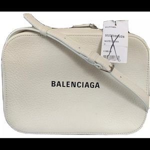 Balenciaga Calfskin Logo S Everyday Camera Bag White